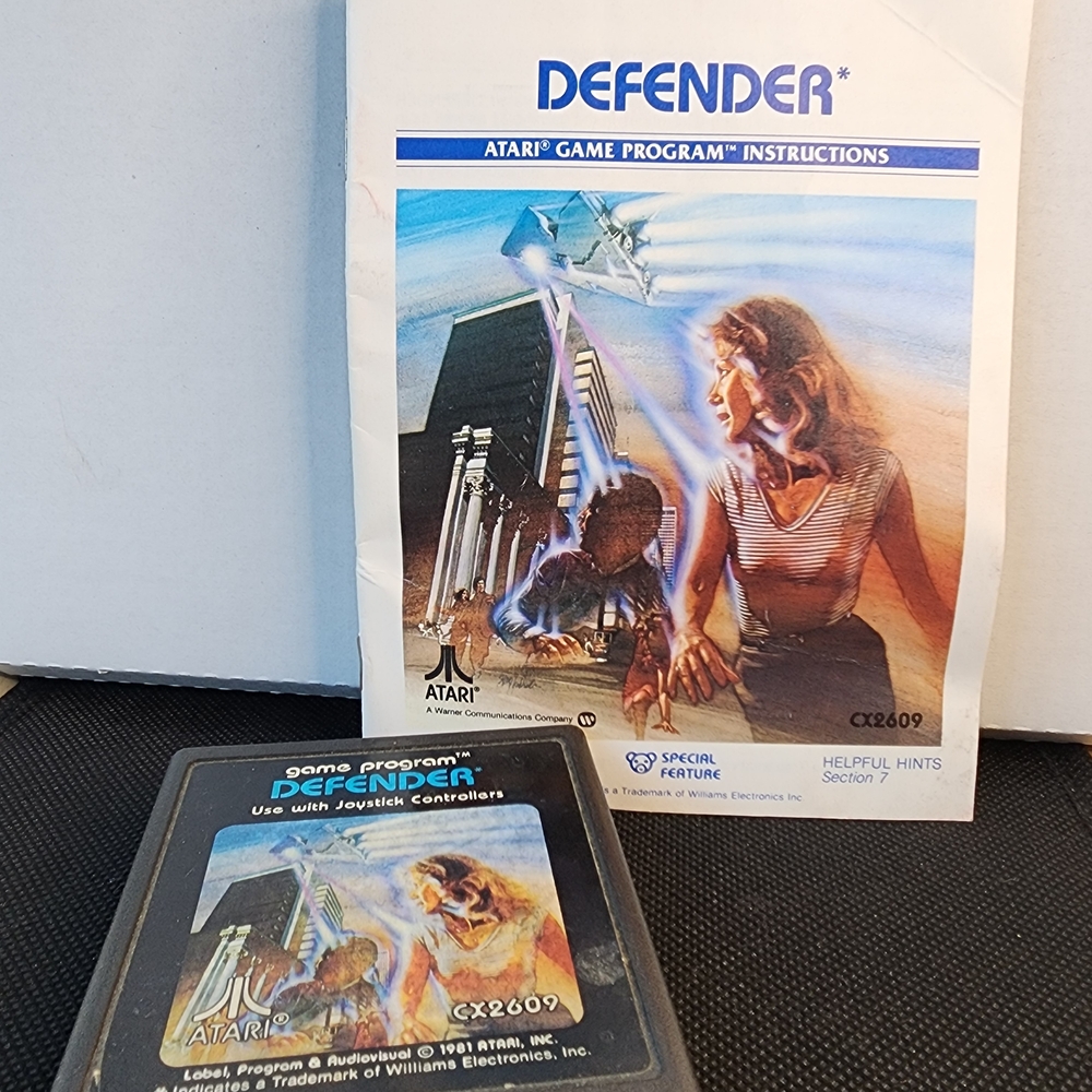 Atari Defender Game Cartridge and Manual